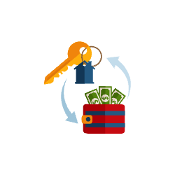 Illustration of cash and keys swap